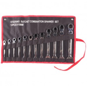         Набор рожково-накидных ключей с трещоткой шарнирных 8-22мм 12ед.