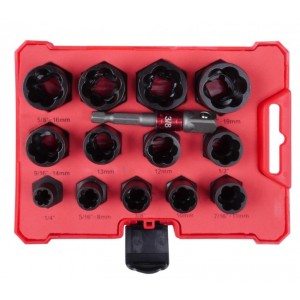         Набор головок для поврежденных болтов и гаек 14ед.