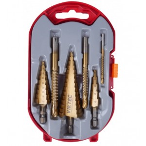 Набор ступенчатых сверл с титановым покрытием 6ед.